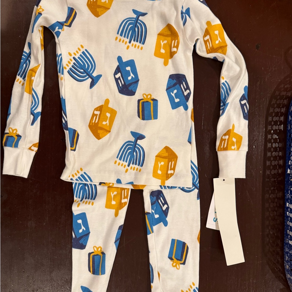 Carter's Kids Pajama Set - White with Blue and Yellow Print